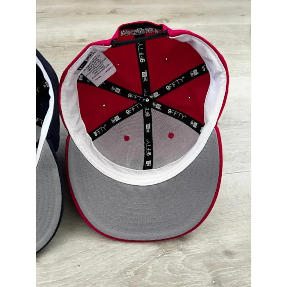 Municipal Lot of 3 Snapback Cap Adjustable Flat Brim Hats Navy Red Pink